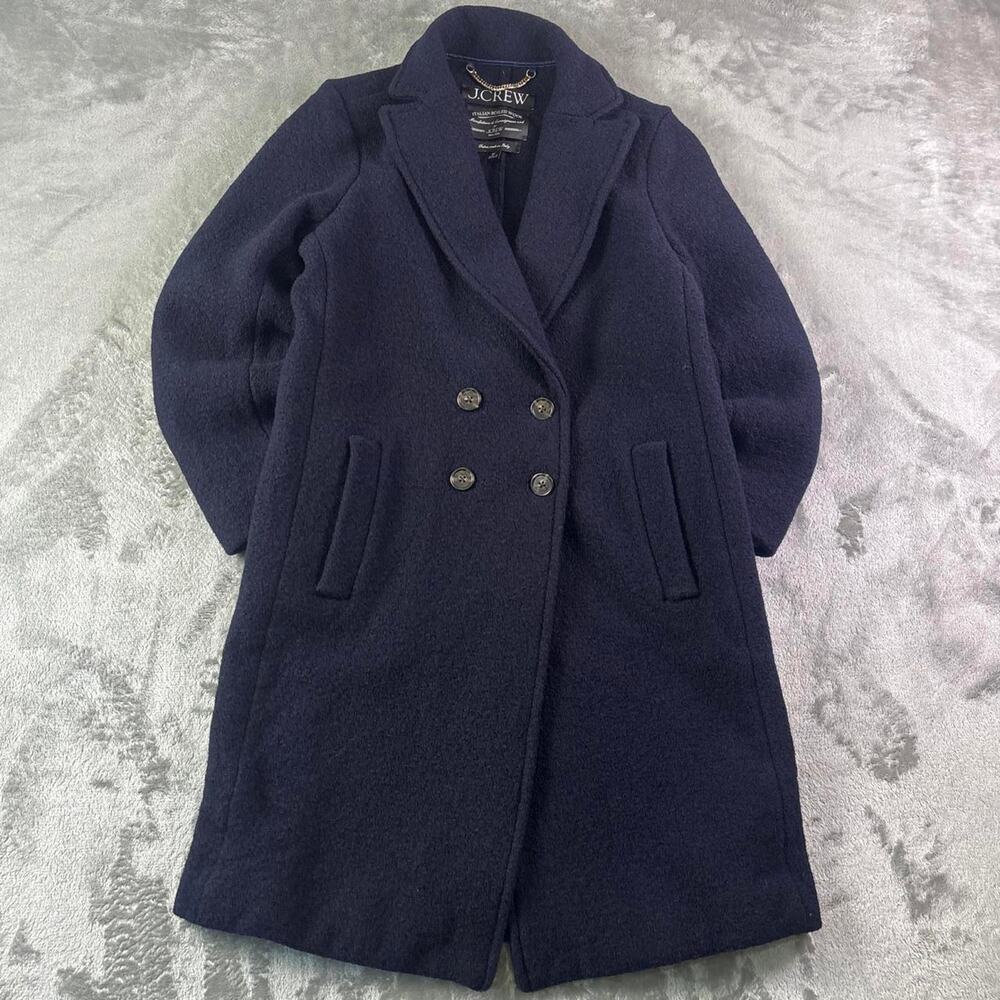 J. Crew Italian Boiled Wool Navy Women’s Topcoat Size 2P
